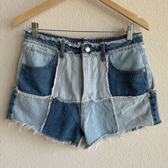 Wild Fable Patchwork Button Fly Blue Jean Shorts Denim - Picture 3 of 8
